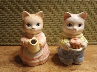 Vintage 1991 Country Purrfection Kitty Creamer and Sugar