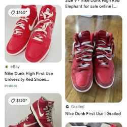 Nike Dunk High First Use University Red Shoes size 8