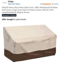 VAILGE Heavy Duty Patio Sofa Cover. Brown and beige