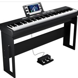 New Sealed Box-Weighted Piano 88-Key Digital Piano,Full-size Electric Piano Keyboard with Hammer Action,Sustain Pedal,MP3 Function dual 15W speaker,Su