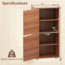 Wood Storage Cabinet with Doors and Shelves