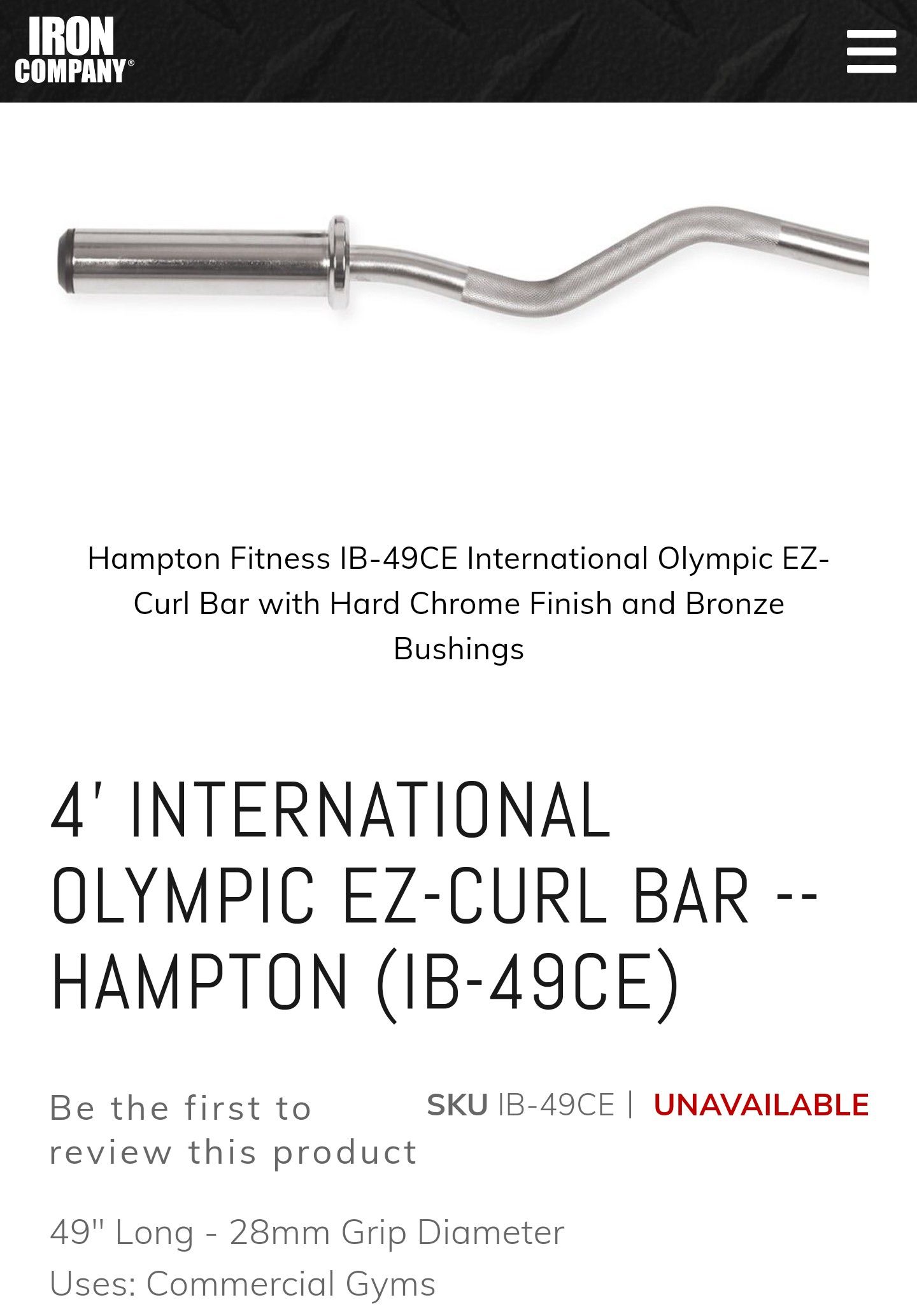 Hampton commercial ez curl bar