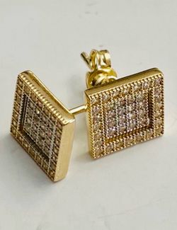 10K Solid Gold Earrings For Wedding CUBIC ZIRCONIUM STONES