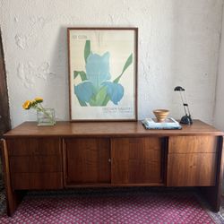 Vintage Mid Century Minimalist Walnut Credenza 