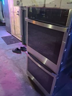 stainless steel double electric wall oven, closely resembling models
