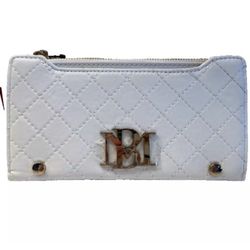 Quilted White Leather Badgley Mischka Wallet
