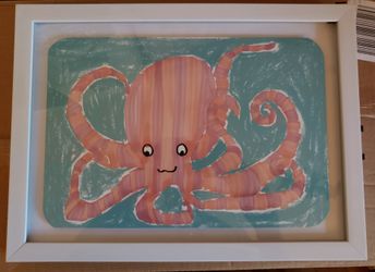 Octopus Framed Whimsy Print floating frame
