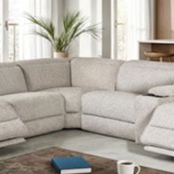 Brand New Taupe Super Plush Power Reclining Sectional Sofa