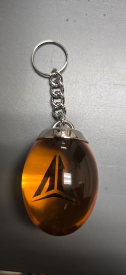Faux amber-style fossil keychain