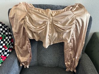 Satin Ruched Crop Top Long Sleeve