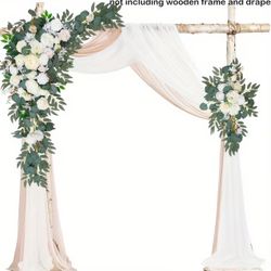 Pair of Wedding Arch Floral Arrangements Eucalyptus with White Roses And Peonies 