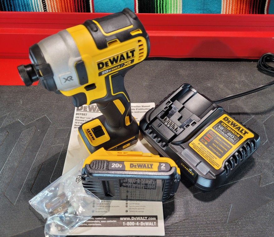 Dewalt 20v XR 3speed ¼"hex Impact DCF887 & 20v 2ah Battery Kit...NEW_NUEVO $165 PRECIO FIJO_FIRM PRICE