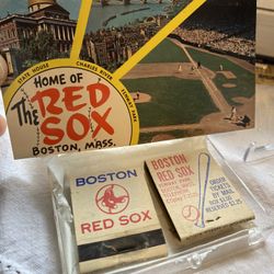 1967, BASEBALL, Fenway Park, Home of the Red Sox, BOSTON, Massachusetts Postcard & 2 Pacs Of Unused 1965 Boston Redsocks Matches  W/HomeGame Schedule 