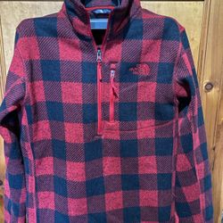 The North Face Fleece 1/4 Zip Pullover Red Buffalo Plaid Men’s Medium
