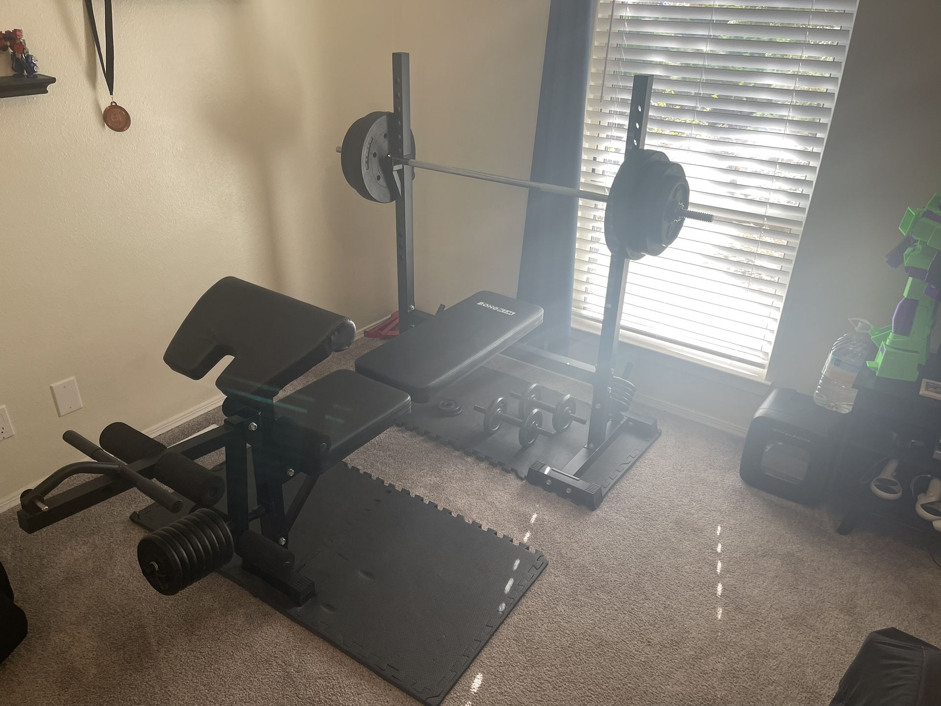 Weight Bench, Weights, Barbell, Dumbbell Handles
