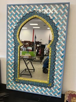 Handmade Mirror Mosaic/ Blue/ Silver / Wall M Mirror