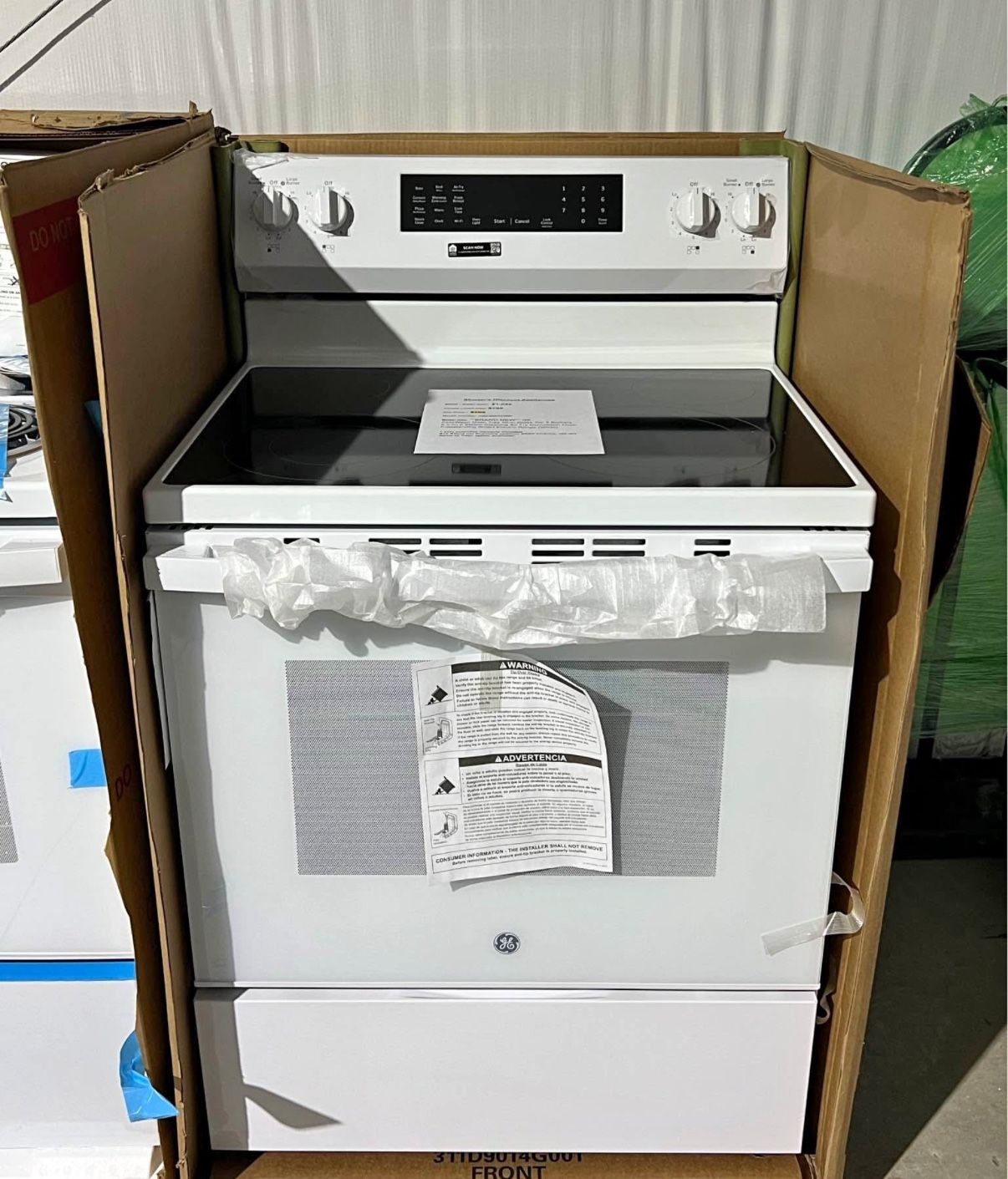 Brand New White Glass Top Stove 