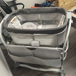 Ingenuity Dream & Grow Bedside Baby Bassinet with AirLoom Mattress, for Ages 0-12 Months, Adjustable Height - Handstitch