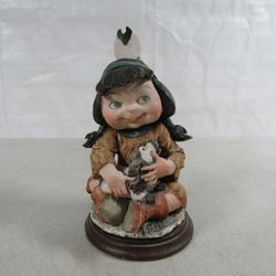 Gulliver's World Giuseppe Armani Sculpture Indian Girl With Puppy
