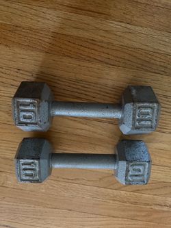 10 lb Cast Iron Hex Dumbbells Pair