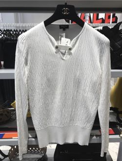 Chanel Resort 2018 Crinkle Long Sleeves Knit Top White 