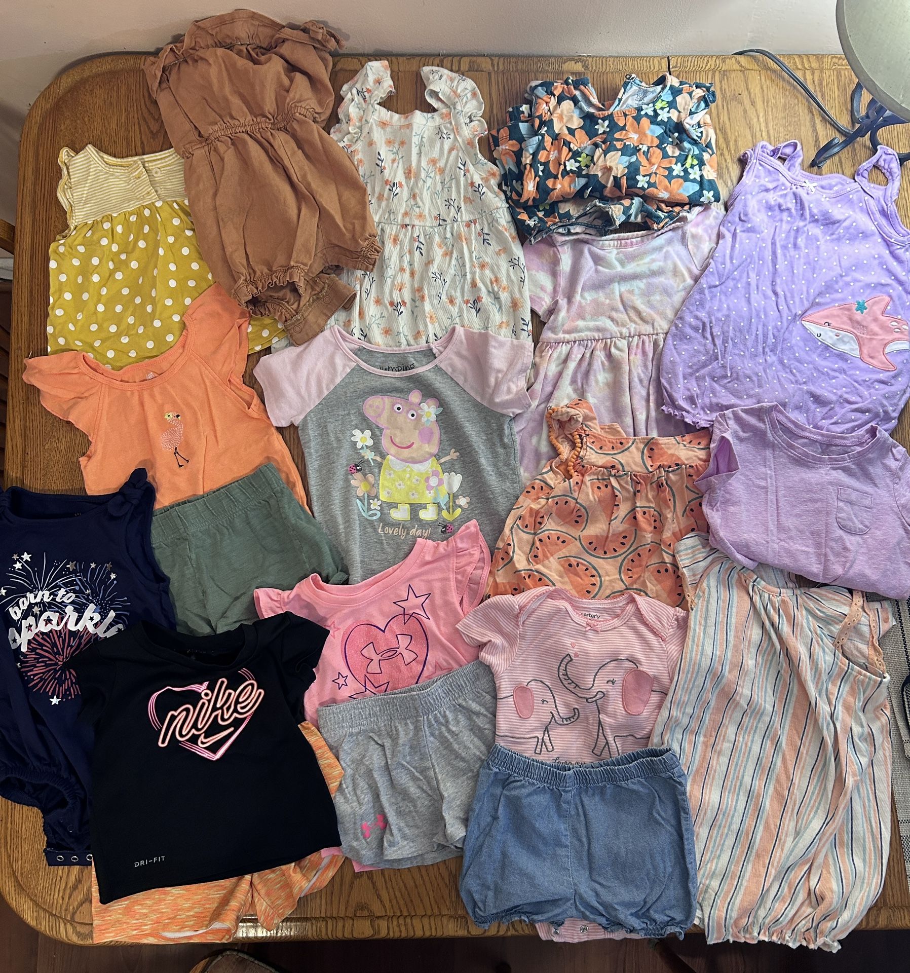 Lot of 14 - Girls 18mt Sets and Rompers - Nike, Under Armor, Carters