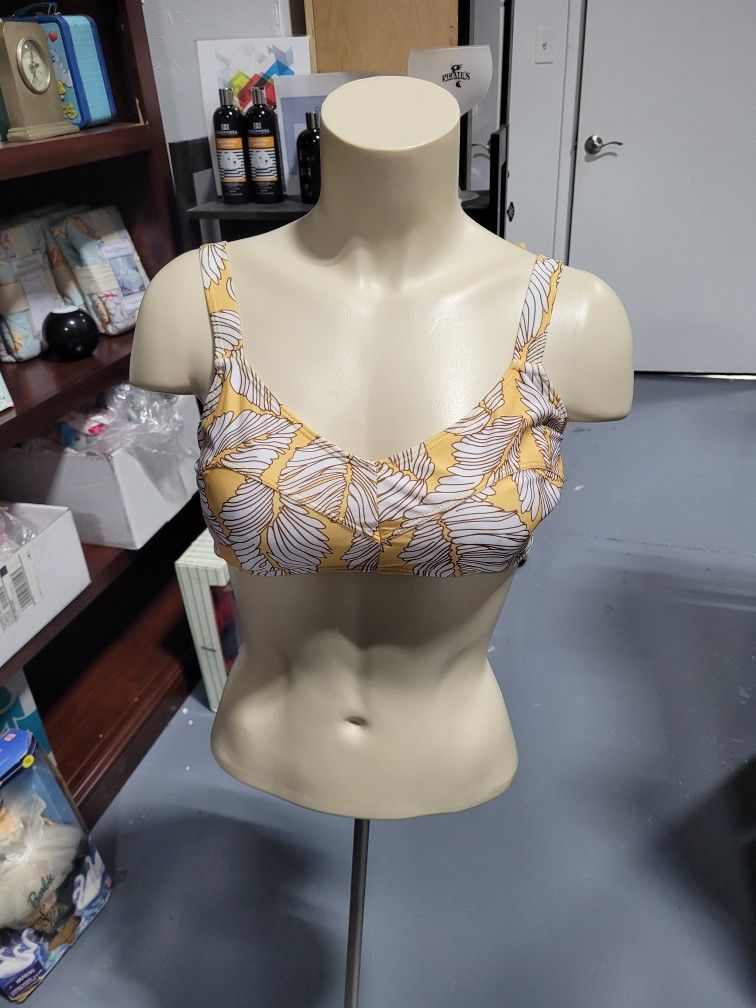 Zulu & Zephyr Women's Yellow and White Swim Top Sz M