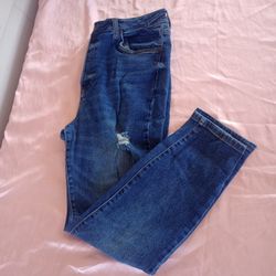 Forever 21 Jeans Women's Size 31 Blue Denim High Rise Skinny Button Fry