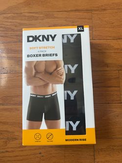 DKNY Men's Black Soft Stretch Boxer Briefs - 4 Pack size XL