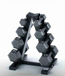 Brand new dumbbells 5-20 lbs with weight rack