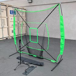 (NEW) $75 Baseball Softball (7x7’ Net & Ball Tee Set) Practice Hitting & Pitching Net w/ Carry Bag
