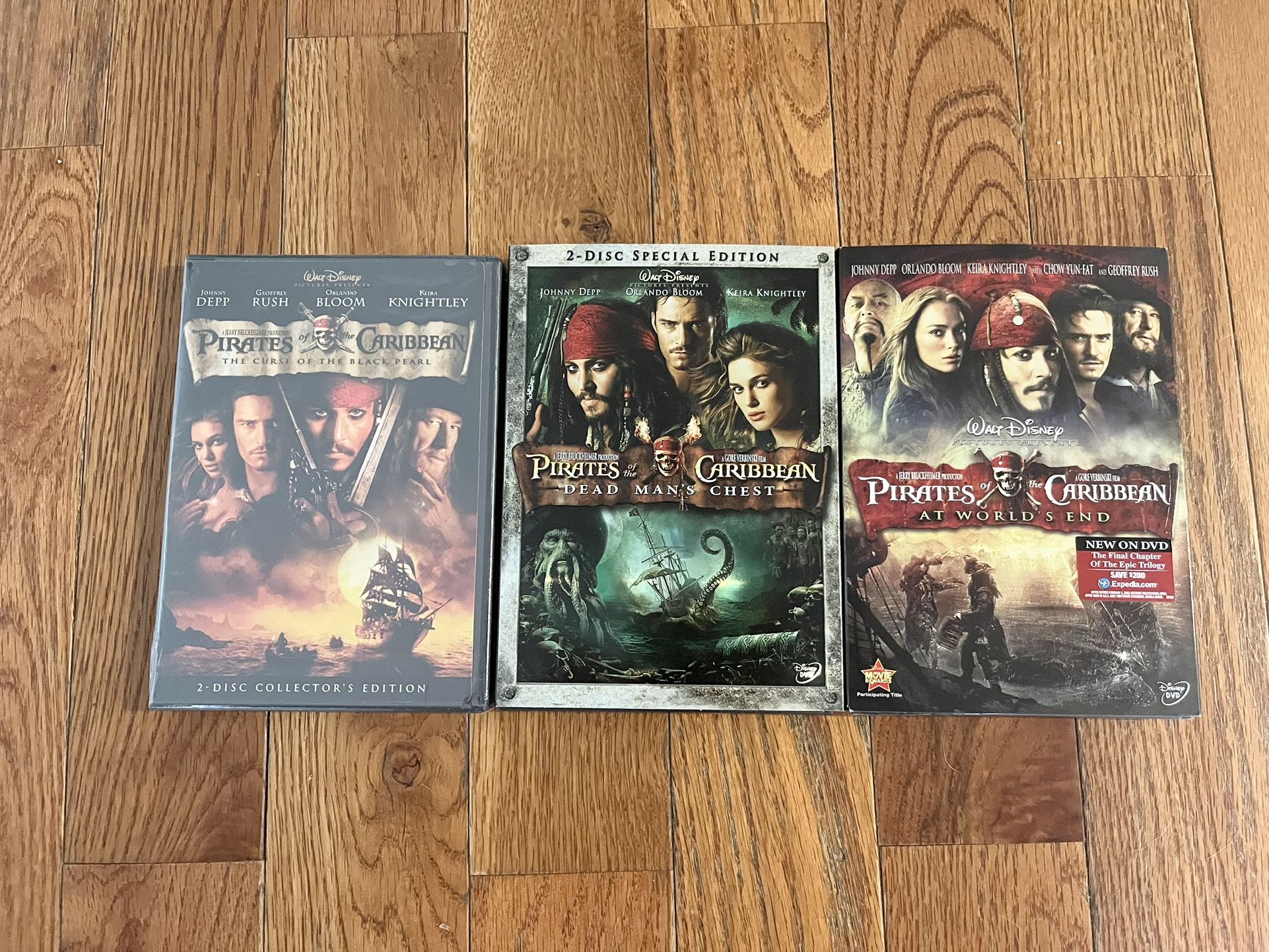 New Sealed Disney Pirates of the Caribbean 1-3 Trilogy DVD Movie Lot Set