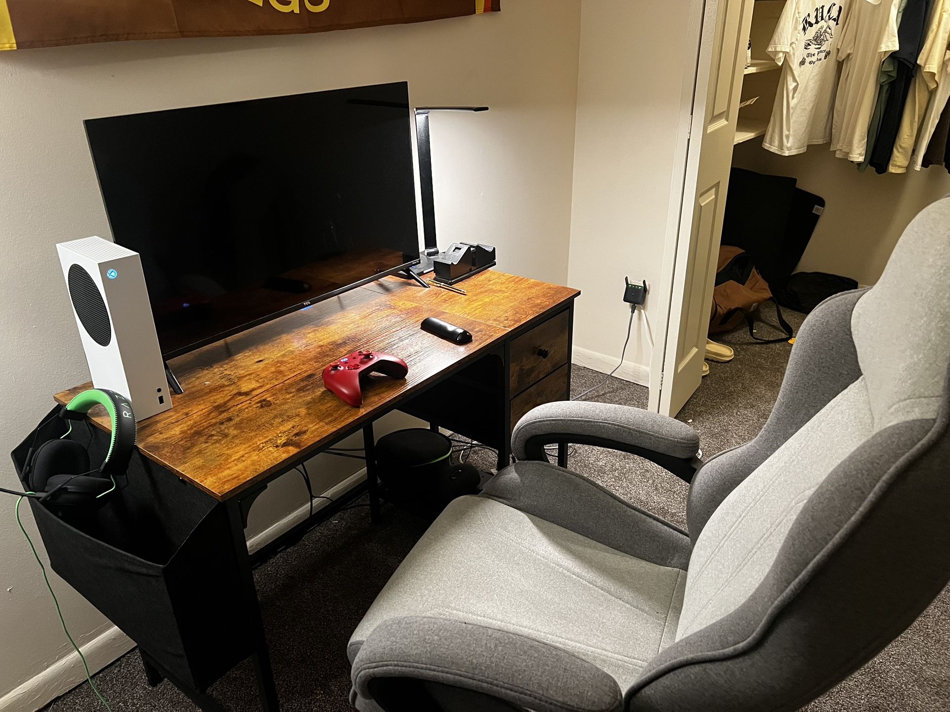 Dresser, Desk, Two TVs, Night Stand, Gaming Chair