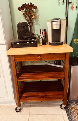 Catskill Craftsman Red Wood Butcher Block Kitchen Island