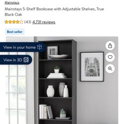 Mainstays 5-Shelf Bookcase with Adjustable Shelves