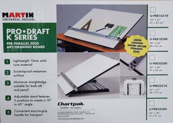 HEY NOW! MARTIN PRO-DRAFT DELUXE ADJUSTABLE PARALLEL EDGE BOARD, U-PEB1824K, 18" X 24