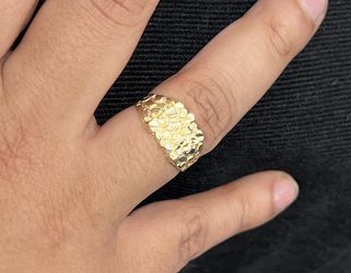 10k Gold Nugget Ring Real 10 Kt Anillo Oro