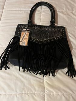 NEW P&G Collection Leather Concealed Carry Purse – Western Fringe – Black