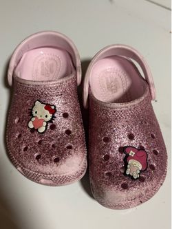 Pink glitter crocs