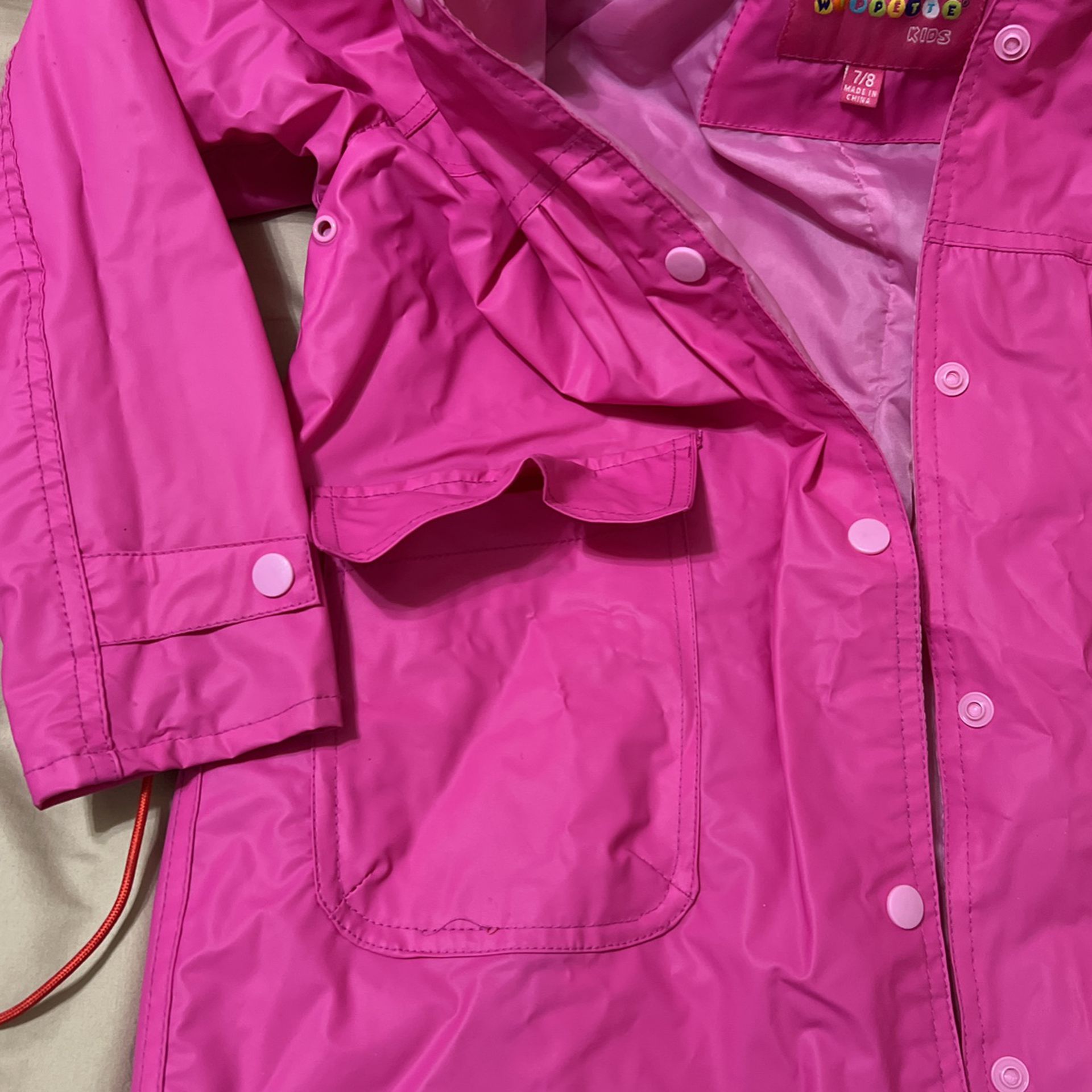 Girls Pink Raincoat With Good & Pockets