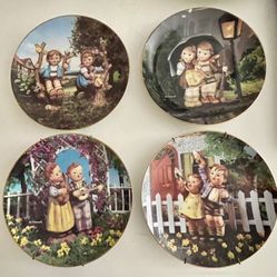 Hummel Vintage Set Of 4 Collectible Little Companions Plates Numbered