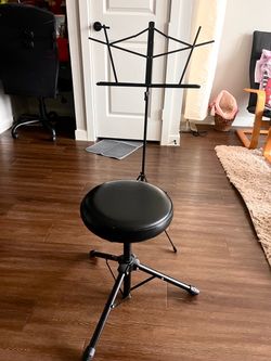 Music Stand & Padded Stool Set Adjustable Sheet Music Stand Good Condition (pick up Lakeline Mall area)