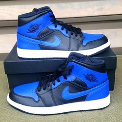 Nike Air Jordan 1 Mid Hyper Royal 554724 077 Size 12 Varsity University I Blue