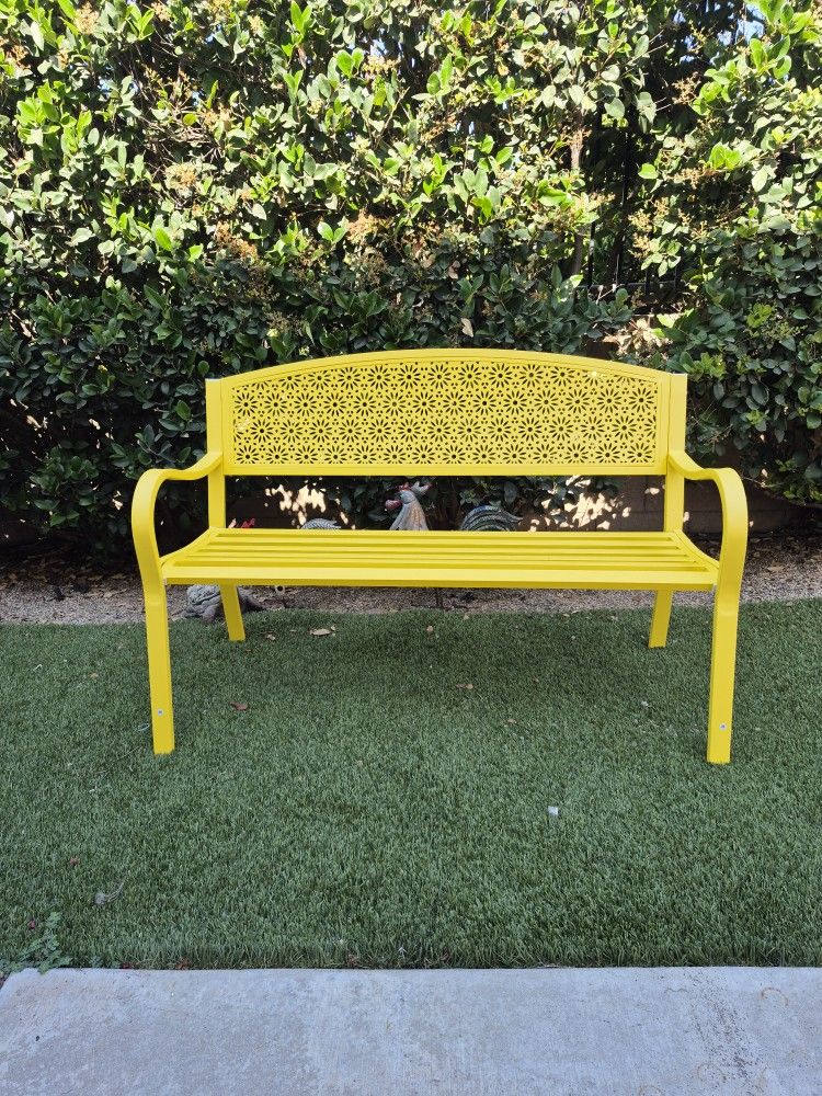 Steel Garden Bench Patio Color: Yellow