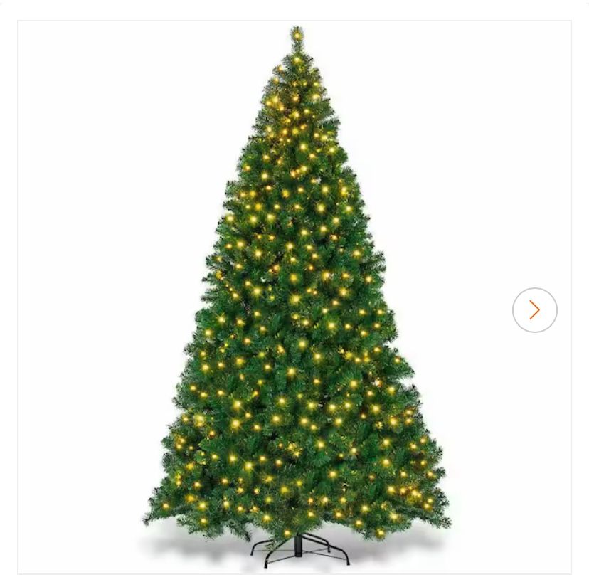 Costway 9ft Pre-Lit PVC Artificial Christmas Tree Hinged With 700 LED Lights