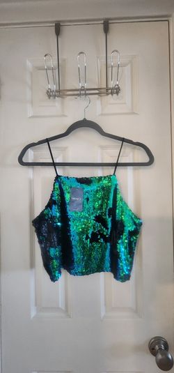 New W Tag Sequin Crop Top SMALL
