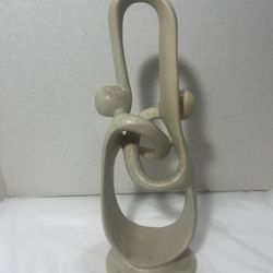 Soapstone Unity Love Knot Sculpture Abstract Art Deco 14.5" Hand-Carved