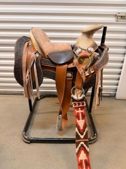 Western Show Saddle with Silver Conchos