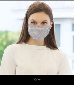 Gray lace face mask
