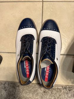 FootJoy DryJoys Premiere Packard Golf Shoes White/Navy - Men's 10M - 53904 - New in Box